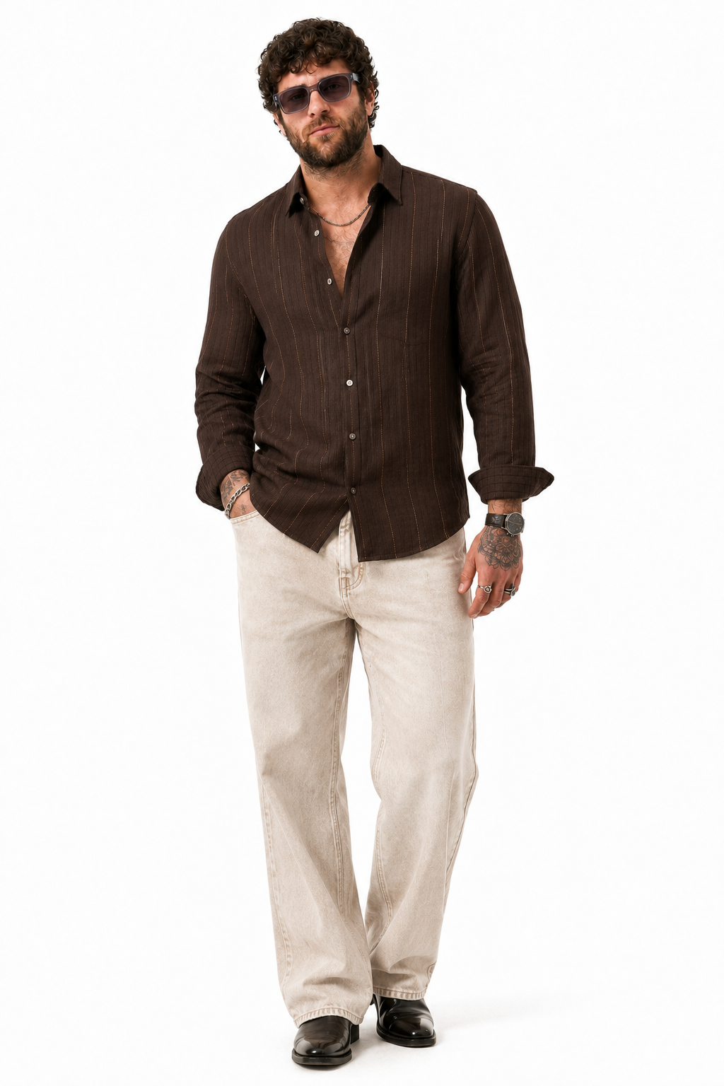 PLUS SIZE LINEN STRIPE SHIRT FOR MEN | XL-7XL