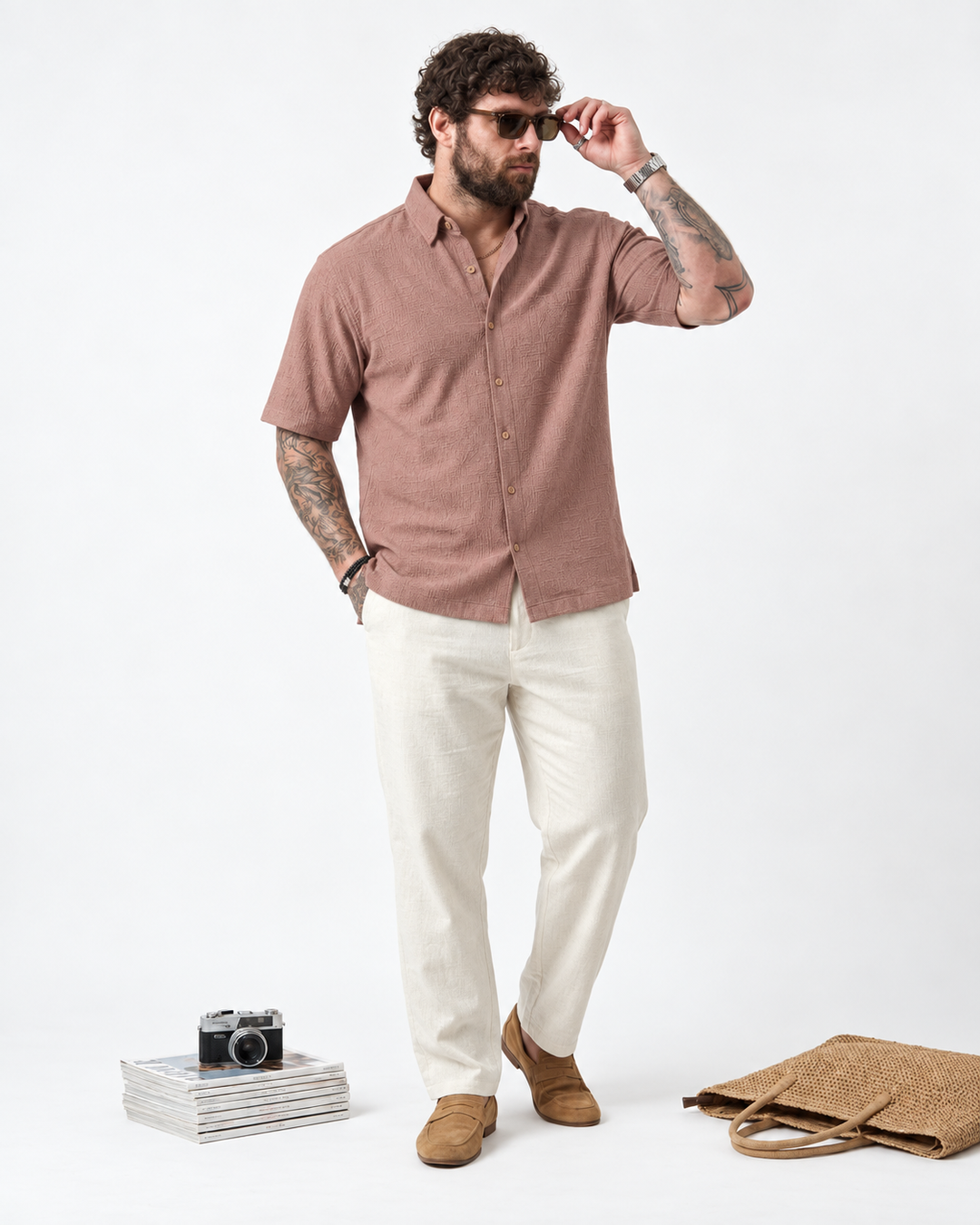 PLUS SIZE RESORT JACQUARD SHIRT FOR MEN | XL-7XL
