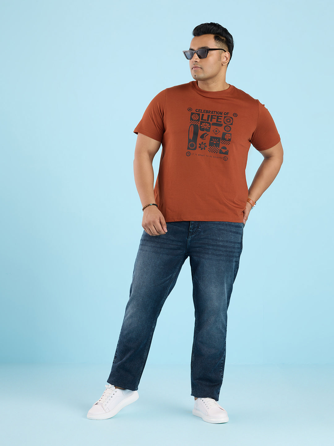 PLUS SIZE STRUCTURE KNIT GRAPHIC T-SHIRT FOR MEN | XL-7XL