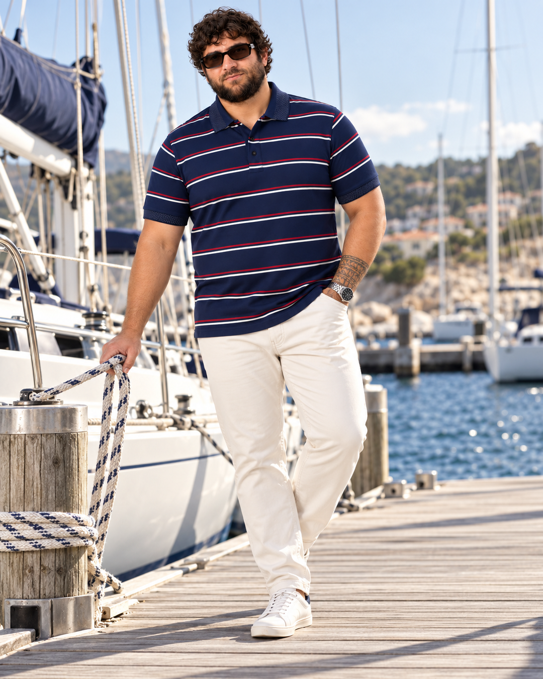 PLUS SIZE MEN STRIPER POLO | XL-7XL