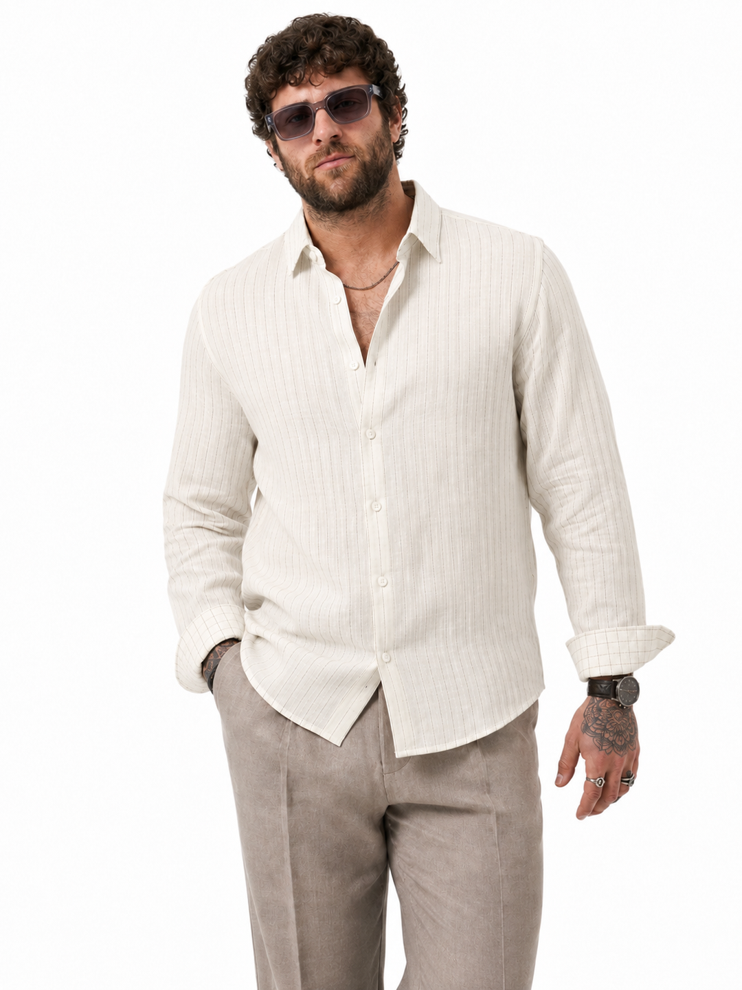 PLUS SIZE LINEN STRIPE SHIRT FOR MEN | XL-7XL