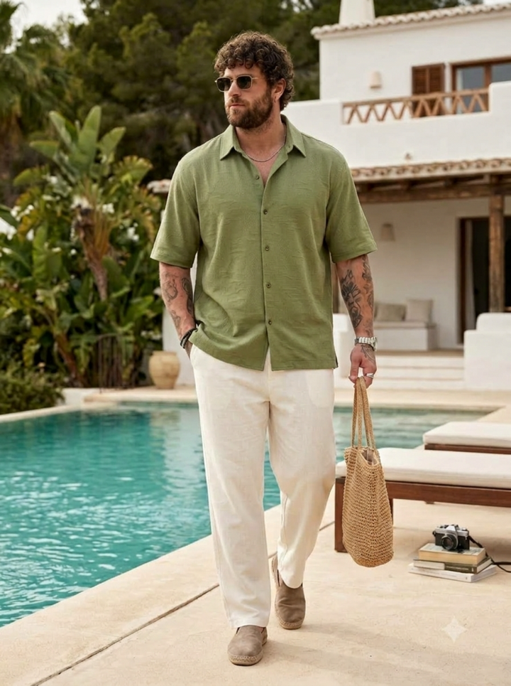 PLUS SIZE RESORT JACQURD SHIRT FOR MEN | XL-7XL