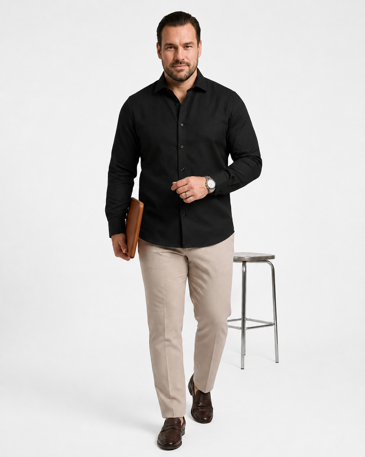 PLUS SIZE SOLID DOBBY SHIRT FOR MEN | XL-7XL