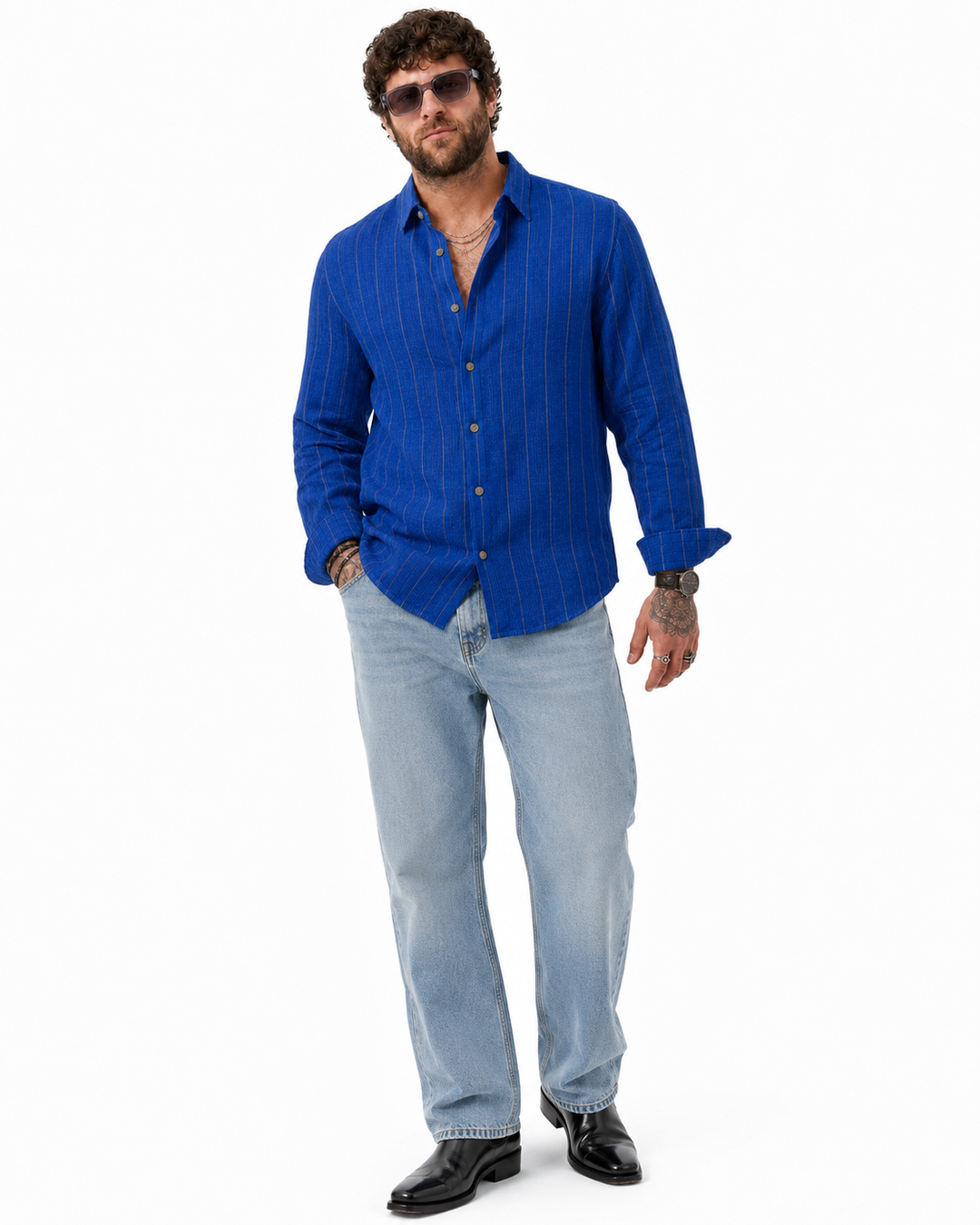 PLUS SIZE LINEN STRIPE SHIRT FOR MEN | XL-7XL