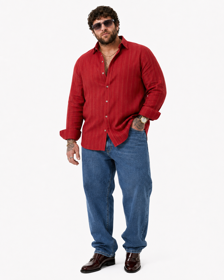 PLUS SIZE LINEN STRIPE SHIRT FOR MEN | XL-7XL