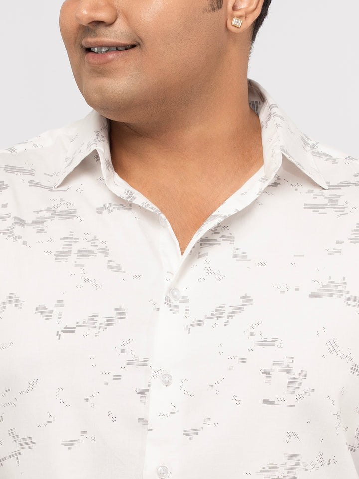 Plus size Printed Stretch Satin Party Shirt For Men | XL-7XL