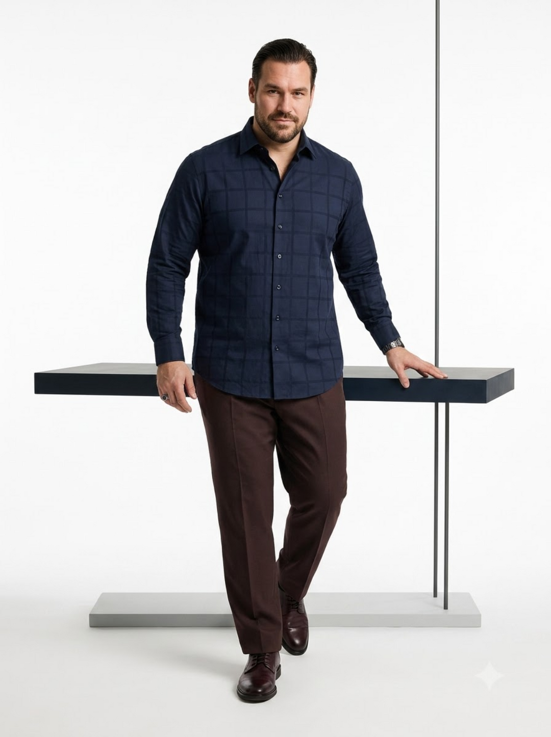 PLUS SIZE SELF CHECK SHIRT FOR MEN | XL-7XL