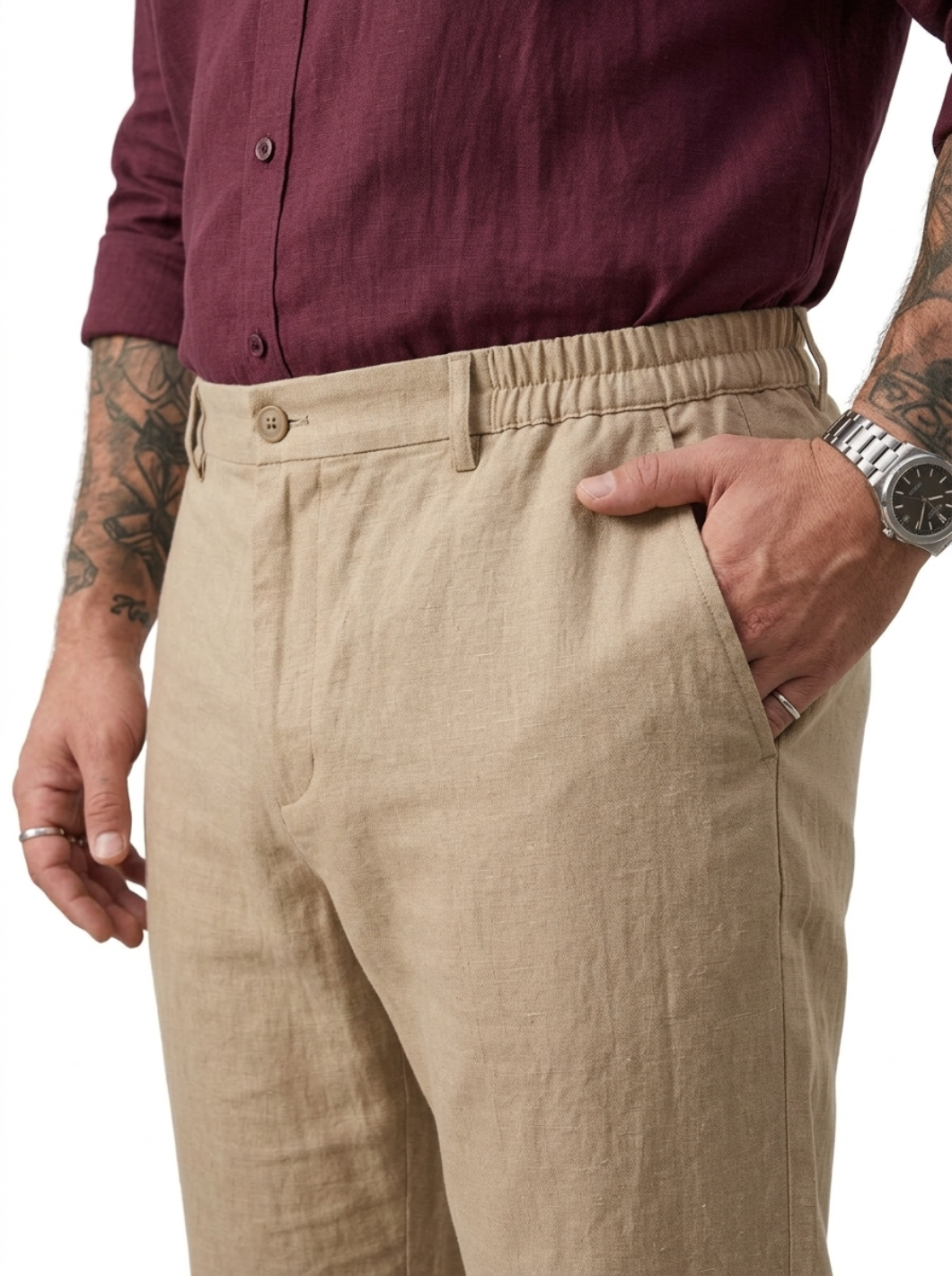 PLUS SIZE MEN’S LINEN PULLON PANT | XL-7XL