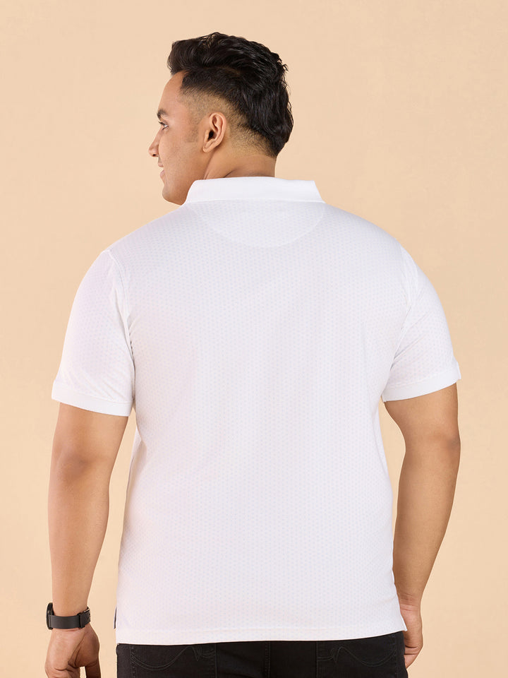 Premium Ditsy Geo Printed Stretch Polo T-Shirt