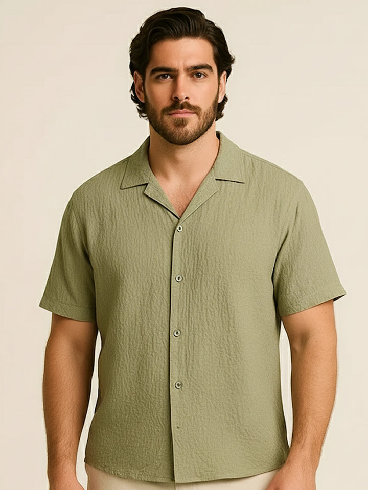 PLUS SIZE LOUNGE SEERSUCKER STRETCH HALF SLEEVE SHIRT FOR MEN | XL-7XL