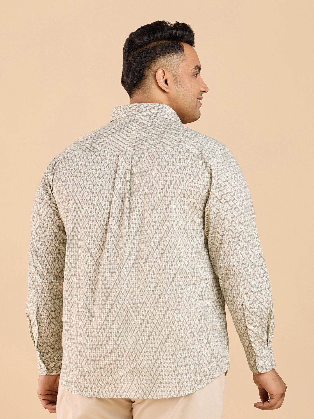 Hexagon Geo Print Twill Stretch Shirt