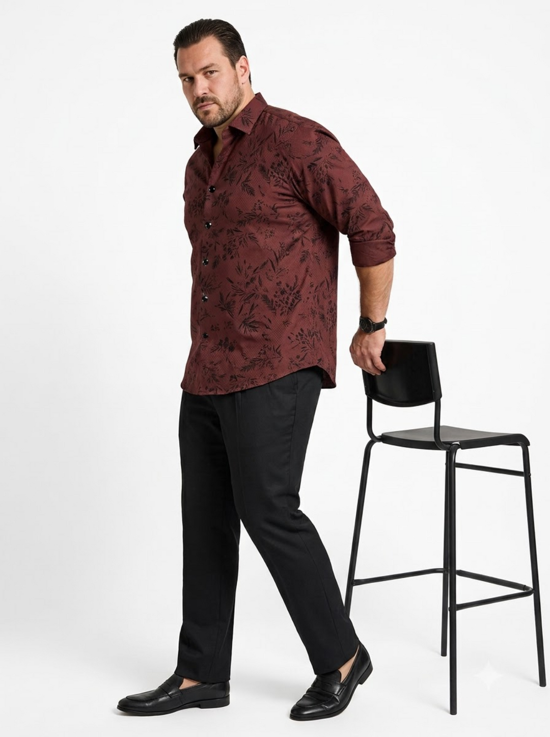 PLUS SIZE DOBBY PRINTED SHIRT FOR MEN | XL-7XL