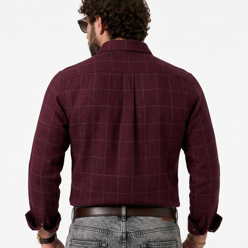 PLUS SIZE LINEN CHECK SHIRT FOR MEN | XL-7XL