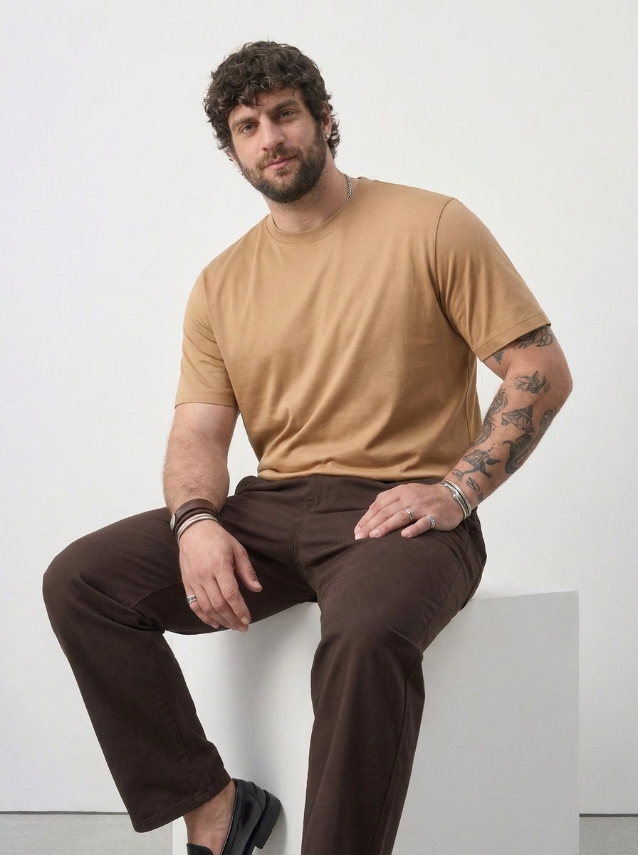PLUS SIZE MERCERIZED COTTON T-SHIRT FOR MEN | XL-7XL