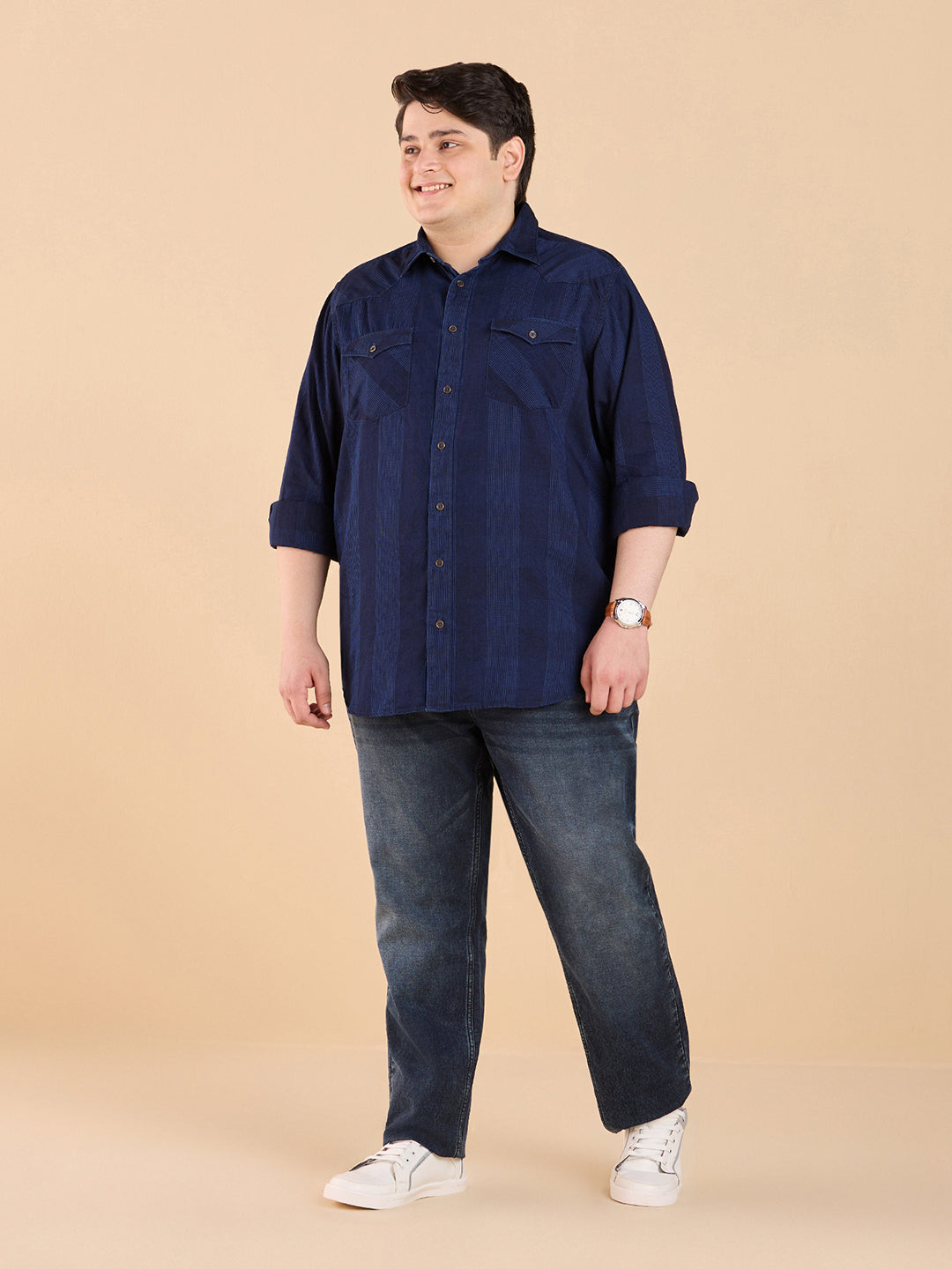 Contemporary Plaid Indigo Shirt