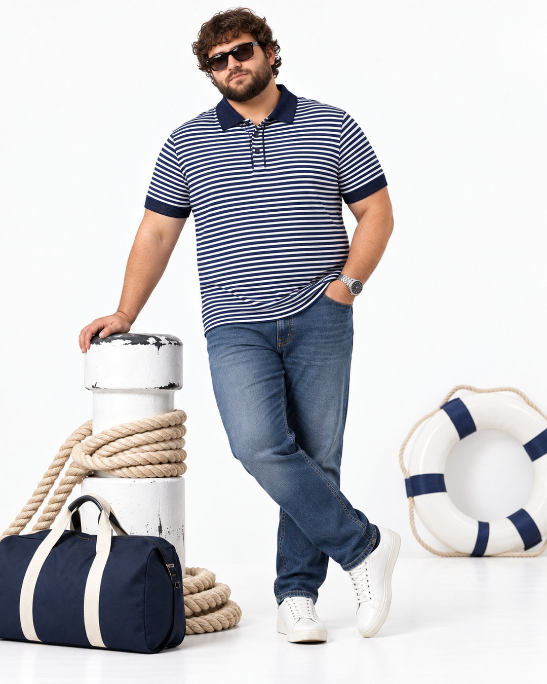 PLUS SIZE MEN STRIPER POLO | XL-7XL