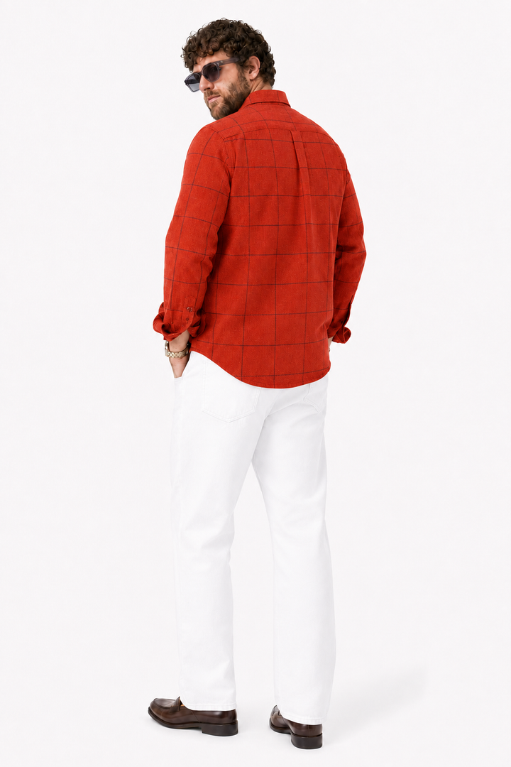 PLUS SIZE LINEN CHECK SHIRT FOR MEN | XL-7XL