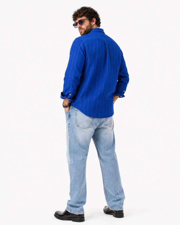 PLUS SIZE LINEN STRIPE SHIRT FOR MEN | XL-7XL