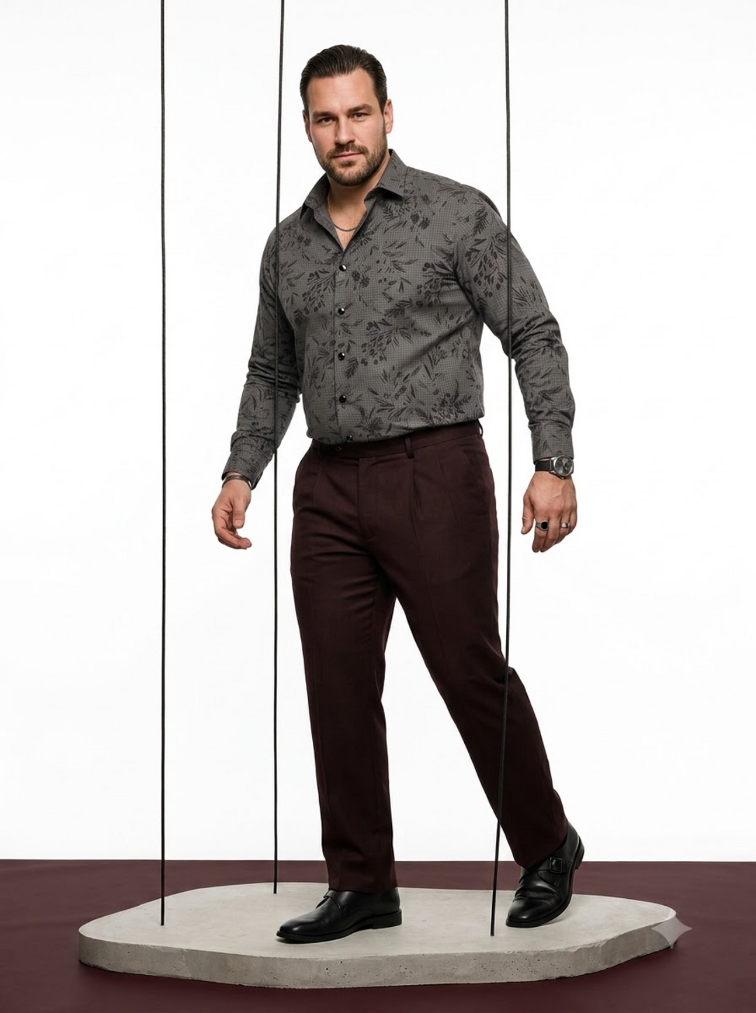 PLUS SIZE DOBBY PRINTED SHIRT FOR MEN | XL-7XL