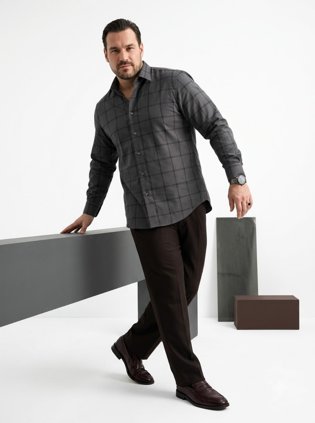 PLUS SIZE SELF CHECK SHIRT FOR MEN | XL-7XL