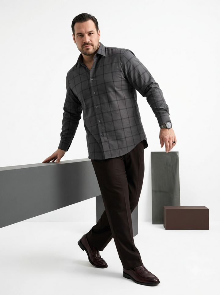 PLUS SIZE SELF CHECK SHIRT FOR MEN | XL-7XL