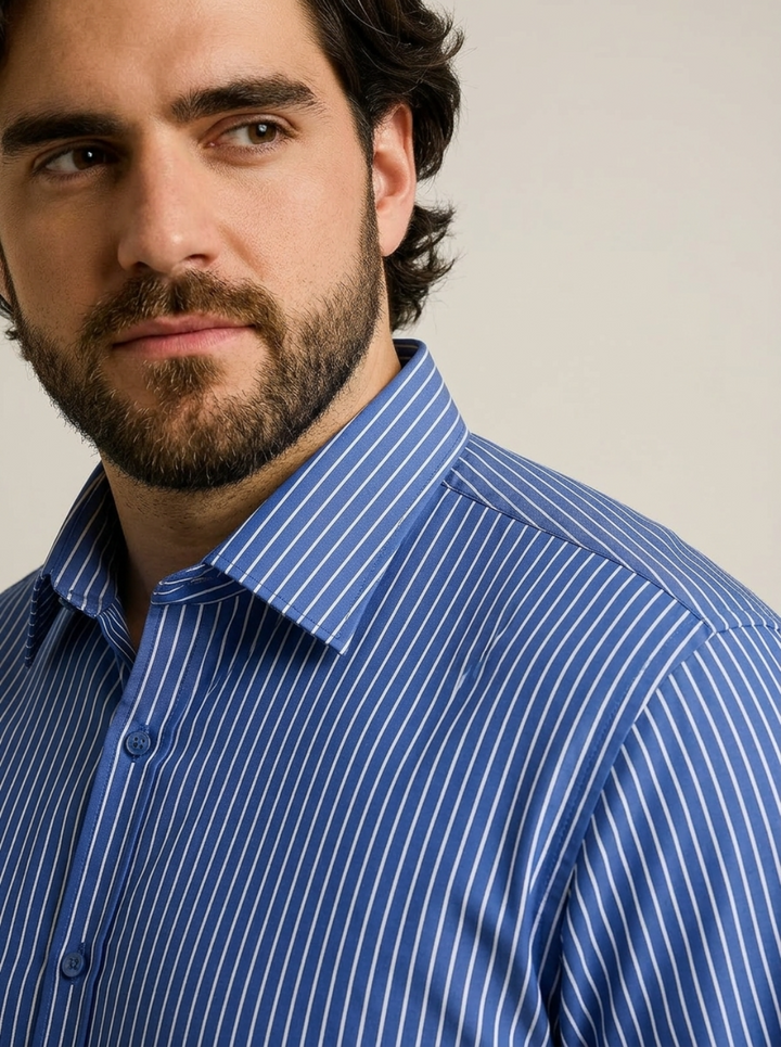 PLUS SIZE STRIPE GIZA SHIRT FOR MEN | XL-7XL