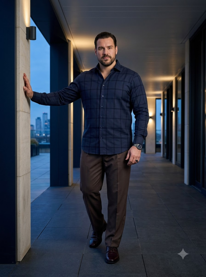 PLUS SIZE SELF CHECK SHIRT FOR MEN | XL-7XL