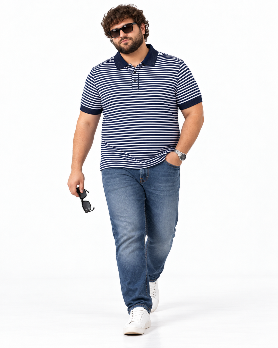 PLUS SIZE MEN STRIPER POLO | XL-7XL