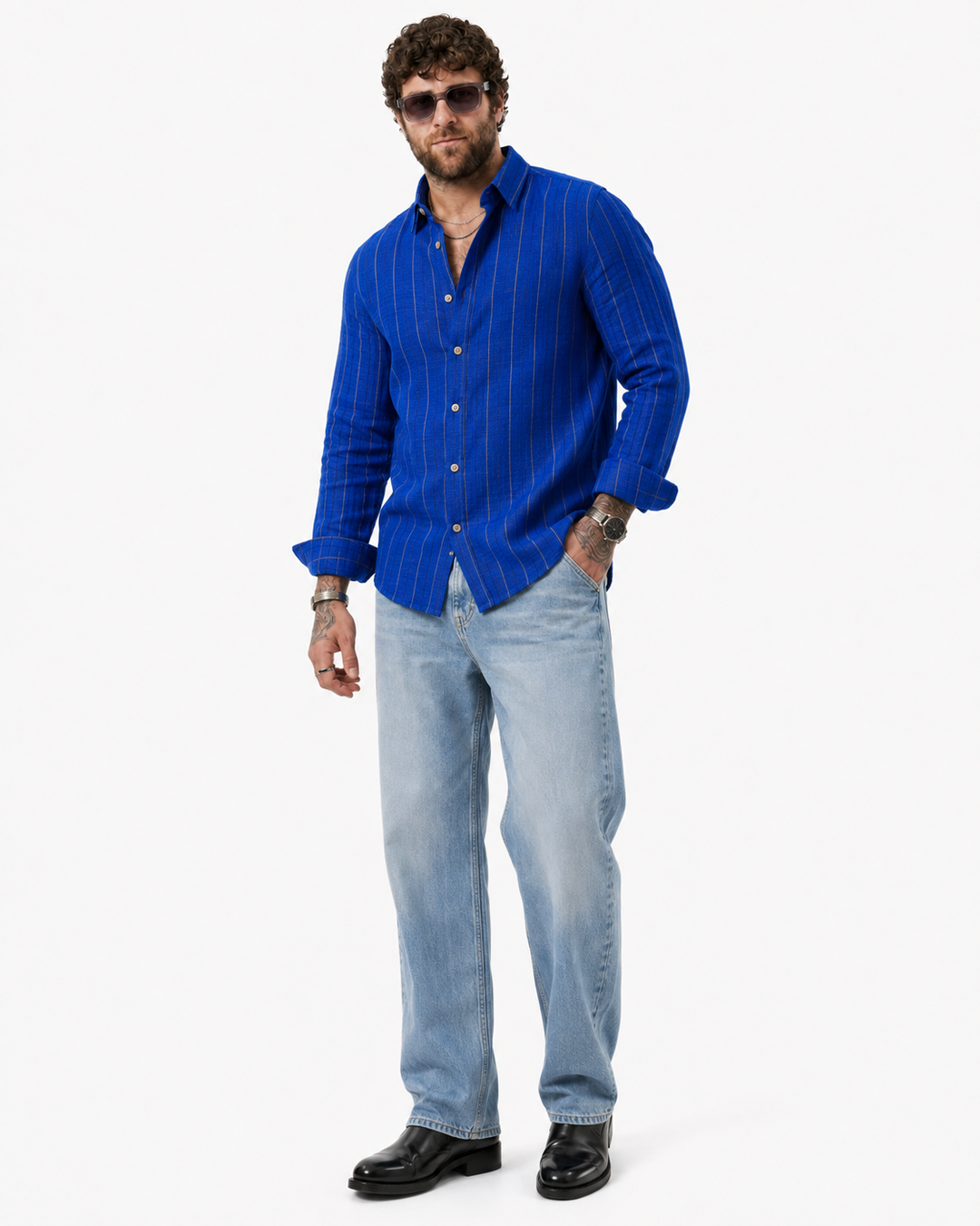 PLUS SIZE LINEN STRIPE SHIRT FOR MEN | XL-7XL