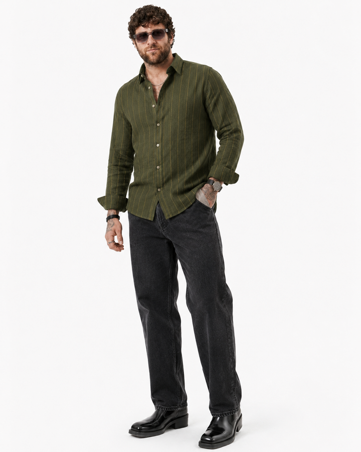 PLUS SIZE LINEN STRIPE SHIRT FOR MEN | XL-7XL