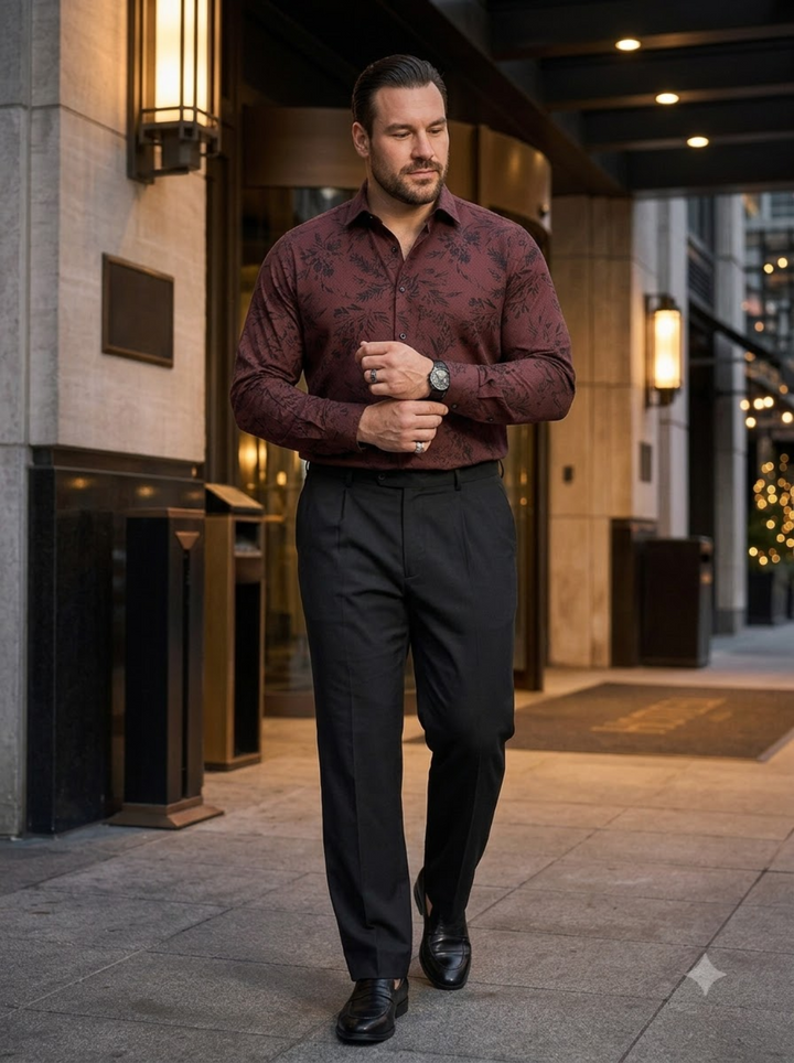 PLUS SIZE DOBBY PRINTED SHIRT FOR MEN | XL-7XL