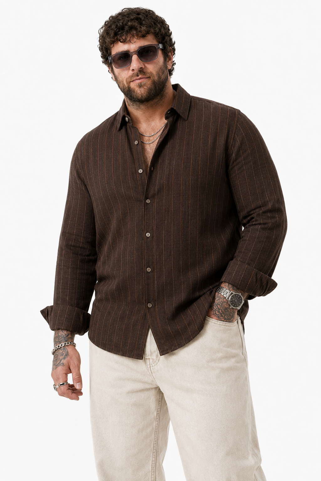 PLUS SIZE LINEN STRIPE SHIRT FOR MEN | XL-7XL