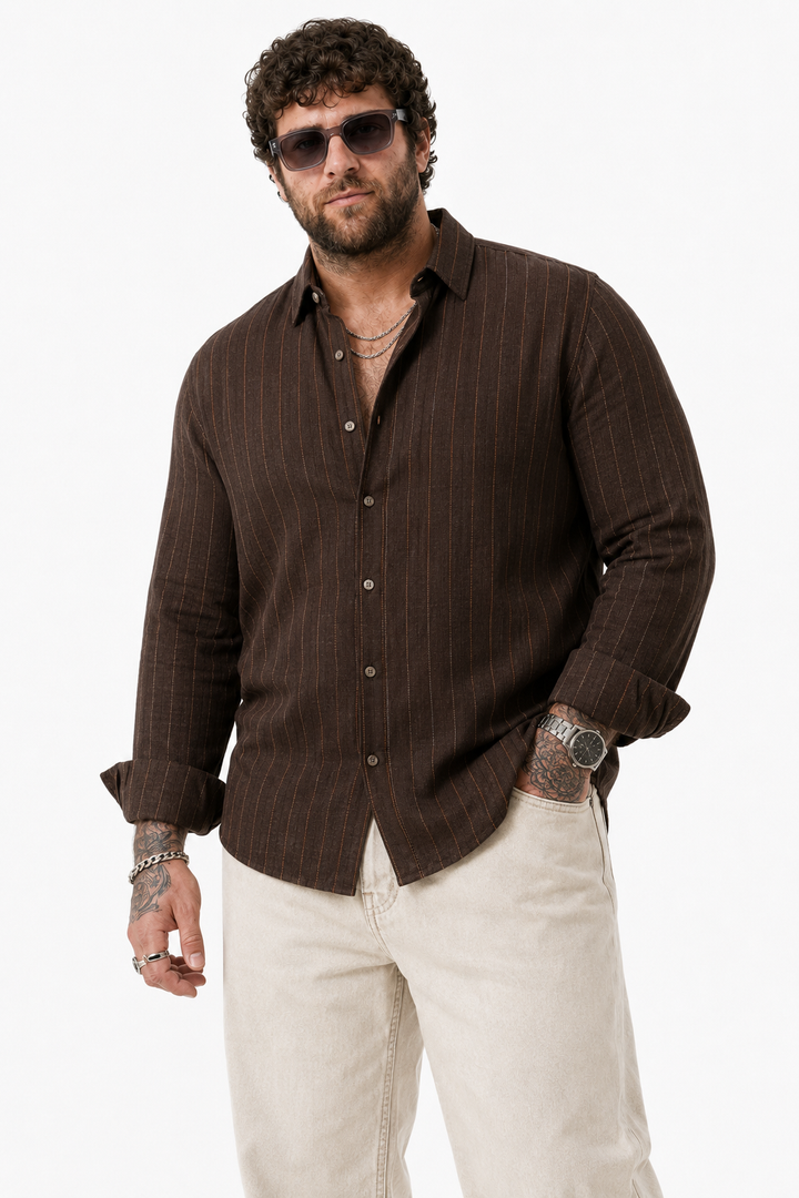 PLUS SIZE LINEN STRIPE SHIRT FOR MEN | XL-7XL