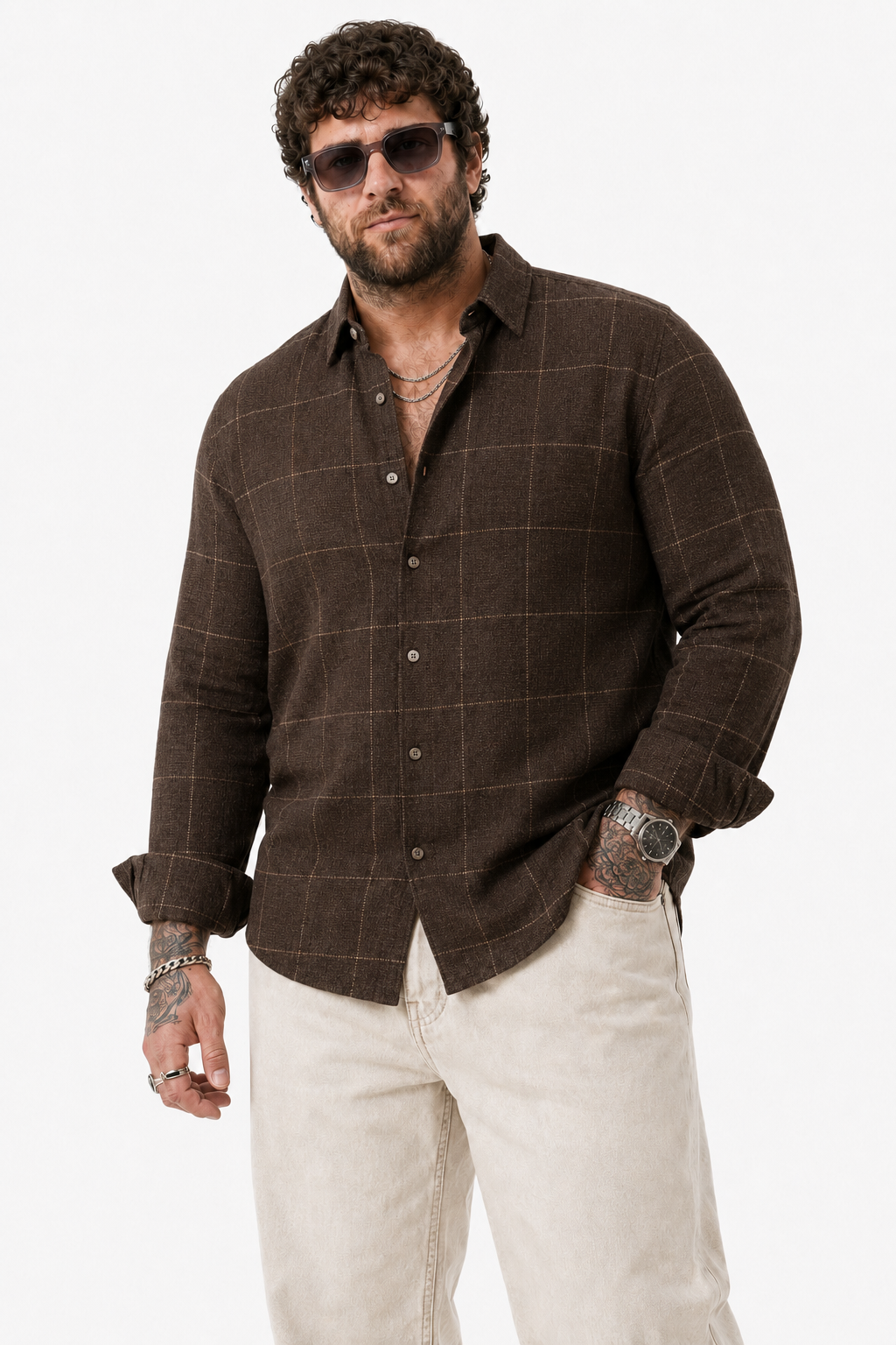 PLUS SIZE LINEN CHECK SHIRT FOR MEN | XL-7XL