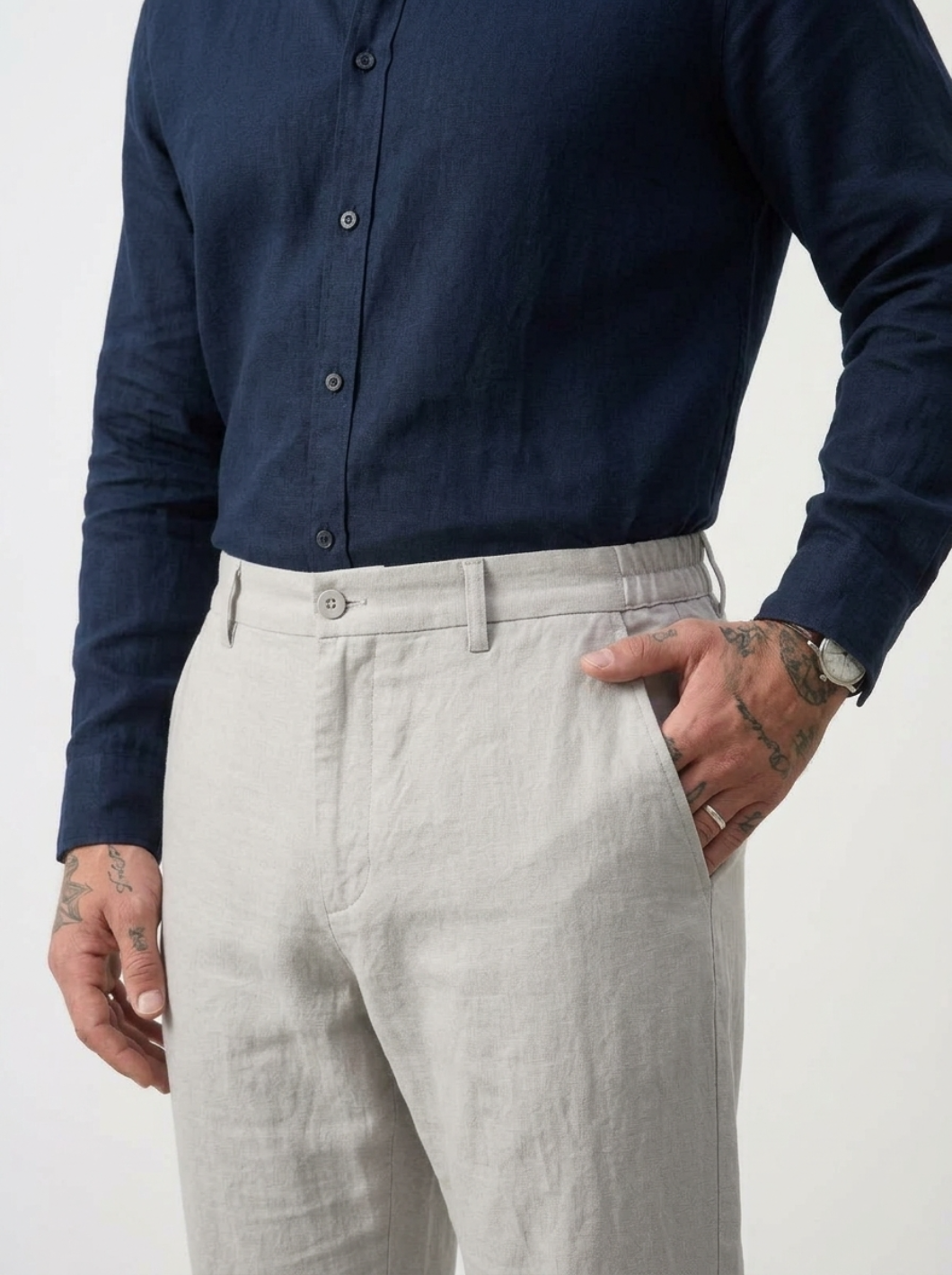 PLUS SIZE MEN’S LINEN PULLON PANT | XL-7XL
