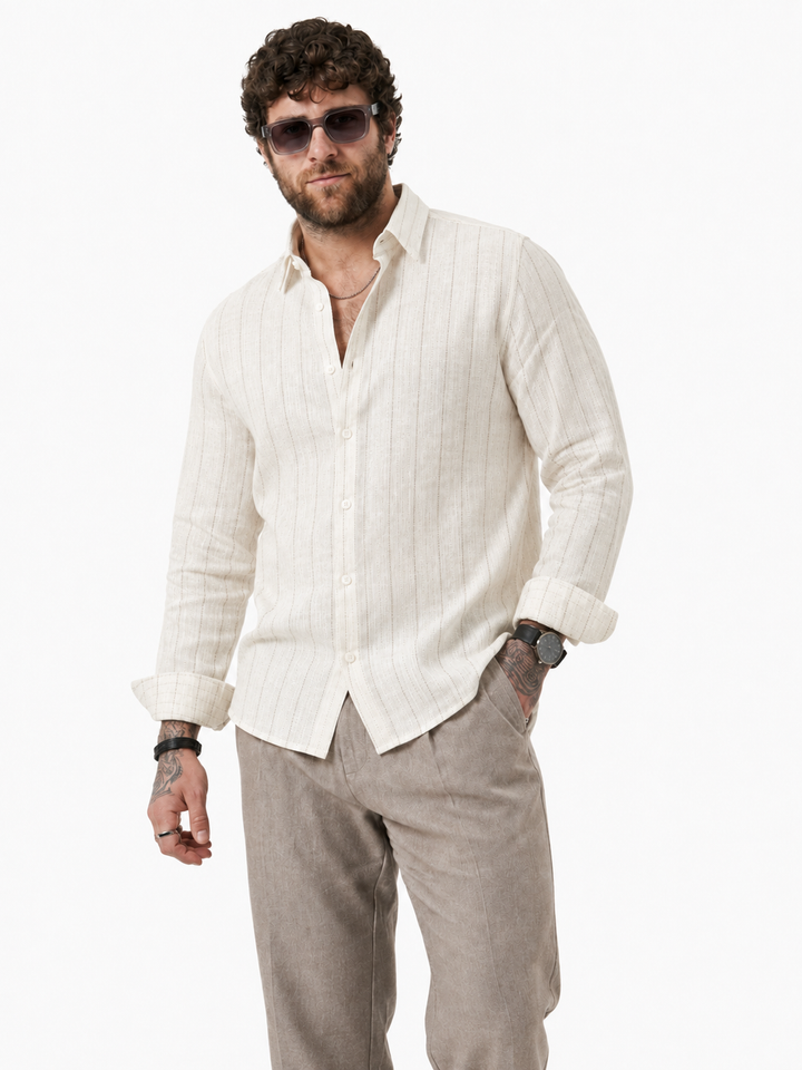 PLUS SIZE LINEN STRIPE SHIRT FOR MEN | XL-7XL
