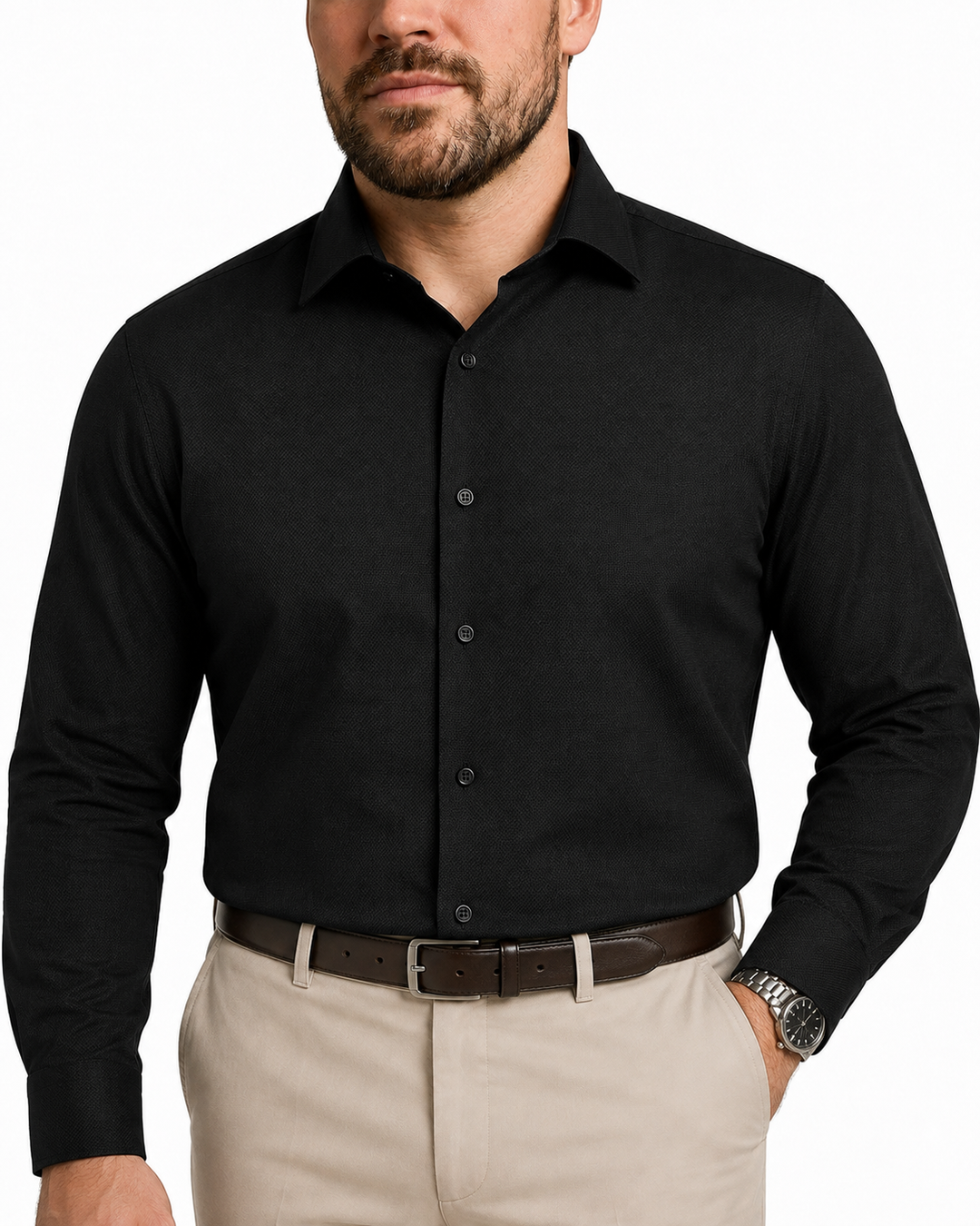 PLUS SIZE SOLID DOBBY SHIRT FOR MEN | XL-7XL
