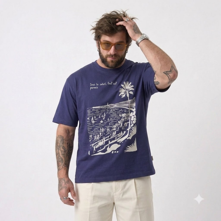 PLUS SIZE SAINT TROPEZ HOLIDAY T-SHIRT FOR MEN | XL-7XL