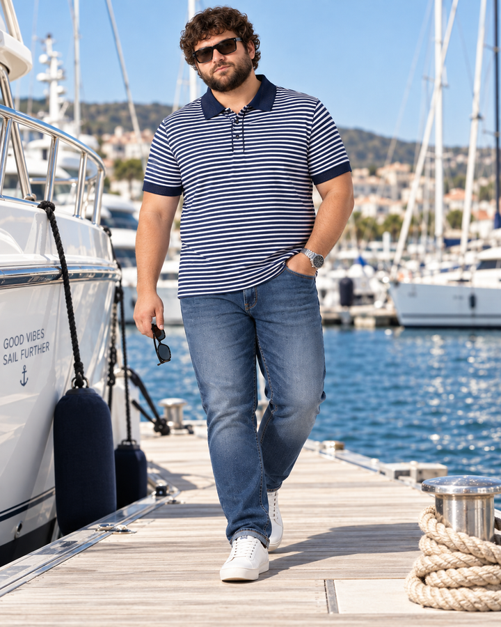 PLUS SIZE MEN STRIPER POLO | XL-7XL