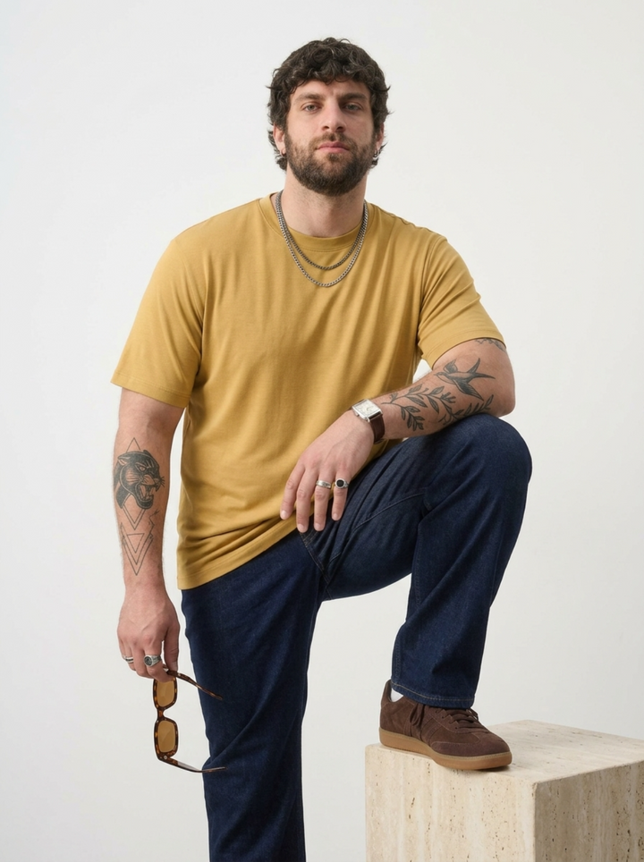PLUS SIZE BAMBOO COTTON LYCRA T-SHIRT FOR MEN | XL-7XL