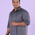 Plus Size Dapper Geometric Tile Print Stretch Satin Shirt | XL-7XL