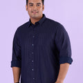 Plus Size Subtle Dobby Stripe Satin Shirt | XL-7XL