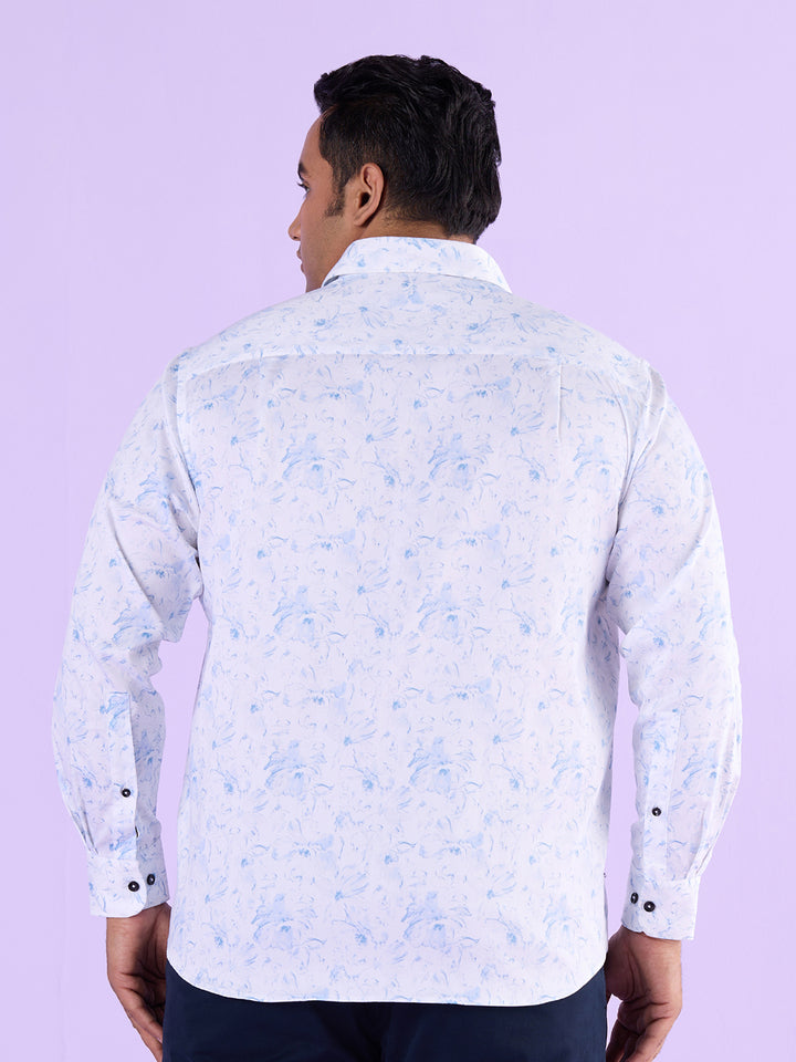 Fluid Floral Print Stretch Satin Shirt