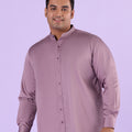 Plus Size Gem Tone Solid Stand Collar Satin Stretch Shirt | XL-7XL