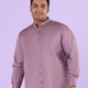 Plus Size Gem Tone Solid Stand Collar Satin Stretch Shirt | XL-7XL