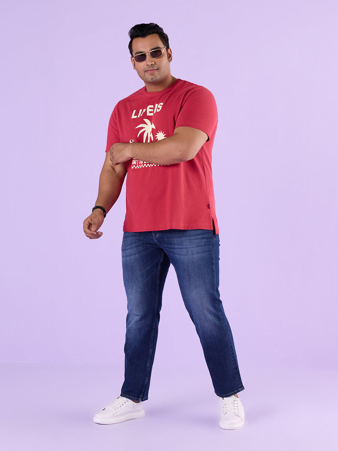 PLUS SIZE STRUCTURE KNIT GRAPHIC T-SHIRT FOR MEN | XL-7XL