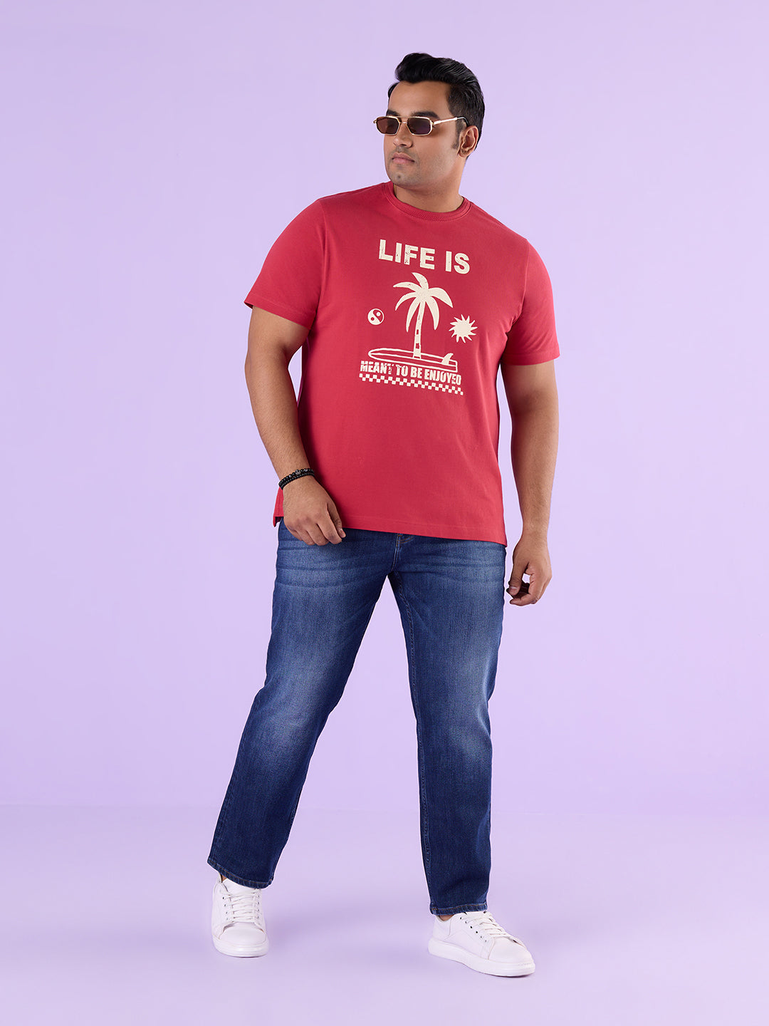 PLUS SIZE STRUCTURE KNIT GRAPHIC T-SHIRT FOR MEN | XL-7XL