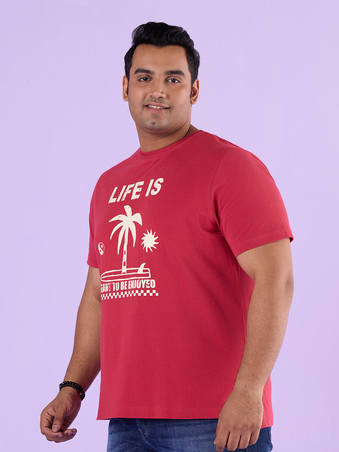 PLUS SIZE STRUCTURE KNIT GRAPHIC T-SHIRT FOR MEN | XL-7XL