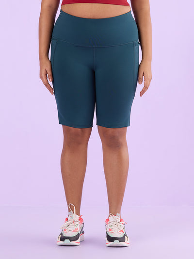 Plus Size Knitted Stretch Cycling Shorts With Pockets | XL-7XL