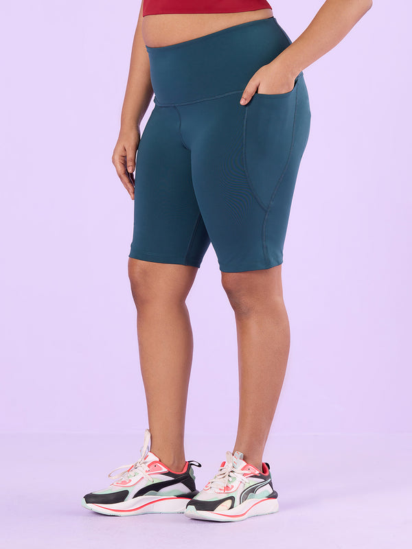 Plus Size Knitted Stretch Cycling Shorts With Pockets | XL-7XL